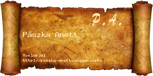 Pászka Anett névjegykártya