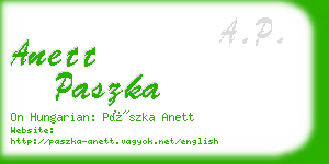 anett paszka business card